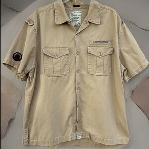 True Vintage Y2K Abercrombie & Fitch Mens Utility Shirt XL Khaki Safari Heritage